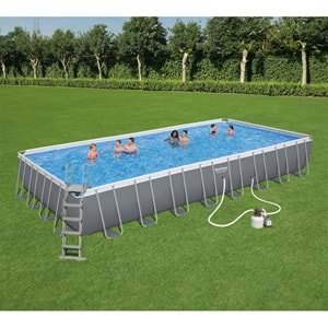 Bestway Gölgelikli Prefabrik Dikdörtgen Yer Üstü Havuz Seti 956 cm x 488 cm x 132 cm 56623 BW600