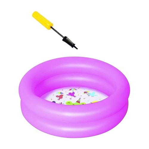 Bestway Pompası ile Bestway 51061, Desenli Zeminli Şişme Çocuk Havuz Set (61X15CM) PEMBE