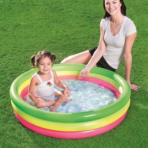 Bestway 3 Halkalı Mavi Çocuk Havuzu - Eğlenceli Yaz Eğlencesi, 102 x 25 cm, Dayanıklı PVC, 1 Adet