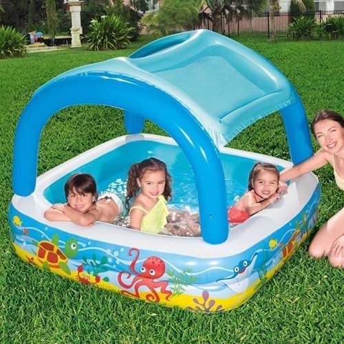Bestway Büyük Gölgelikli Şişme Havuz, Güneş Korumalı, 1,40x1,40x1,14 m
