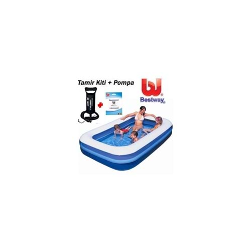Bestway 54006 Jumbo Dikdörtgen Aile Havuzu Pompa Yama Setli