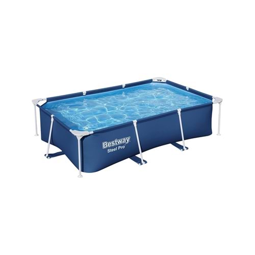 Bestway Steel Pro Frame Pool, Pompasız 259 x 170 x 61 Cm, Koyu Mavi, Kare