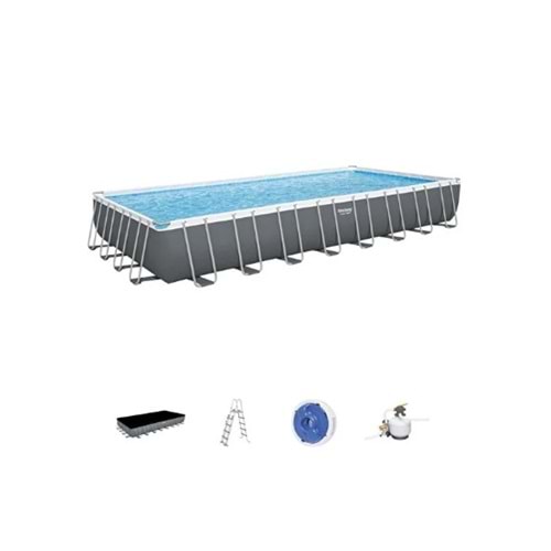 Bestway® 56623 Power Steel™ Prefabrik Dikdörtgen Yer Üstü Havuz Seti 9,56 m x 4,88 m x 1,32 m