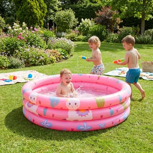 Alpaca 3-Halkalı Şişme Çocuk Havuzu – 100 cm x 30 cm Pembe 57167