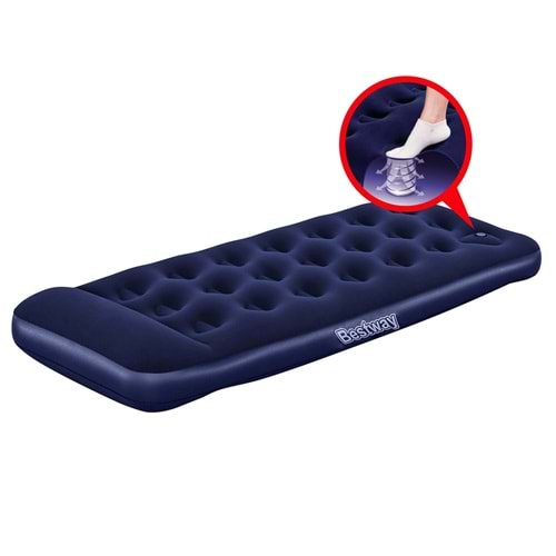 Bestway Şişme Yatak, Tek Kişilik, Ayak Pompalı, 185x76x28 cm, Rahat Uyku