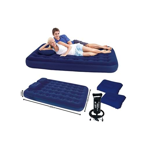 Bestway Çift Kişilik Şişme Yatak Set 2 Yastık+Pompa 67003