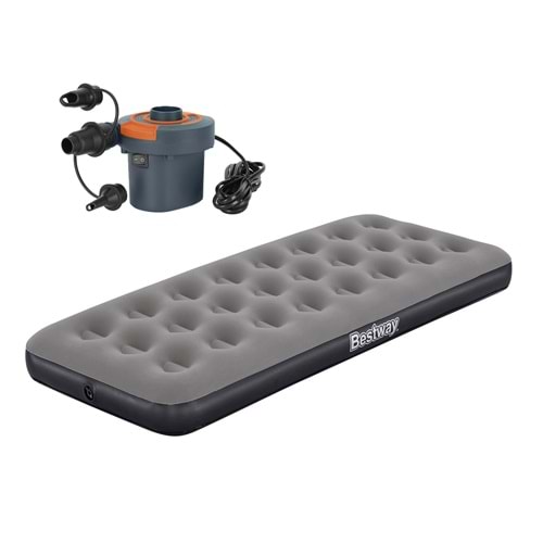 Bestway Single Tek Kişilik Şişme Yatak + Elektrikli Pompa 185x76x22cm 671GY BW141