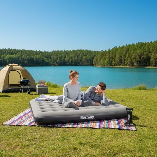 Bestway Ultra Queen 2 Kişilik Şişme Yatak + El Pompası Hediyeli 191x137x22cm 671GZ BW143-1