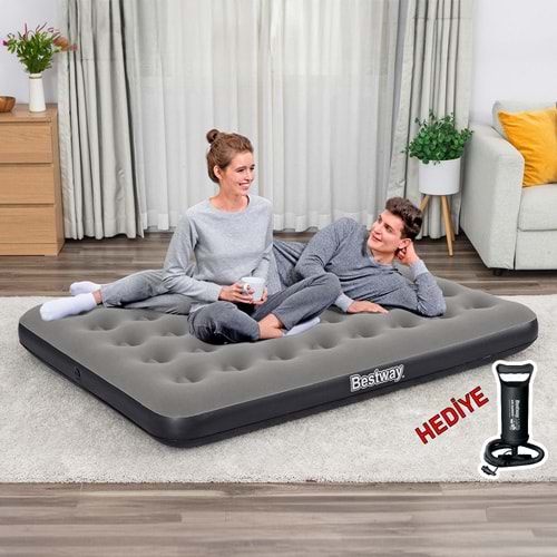 Bestway Ultra Queen 2 Kişilik Şişme Yatak + El Pompası Hediyeli 191x137x22cm 671GZ BW143