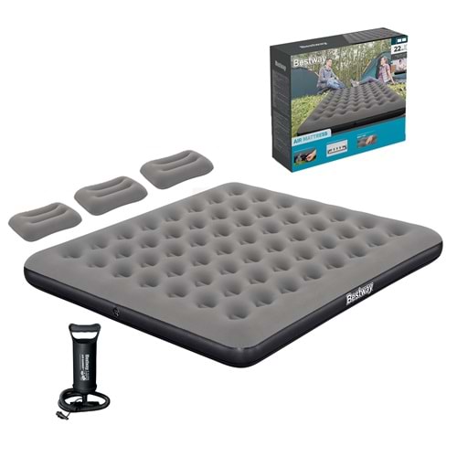 Bestway Ultra King 3 Kişilik Şişme Yatak, El pompası ve Yastık 203x183x22cm 671HC BW149