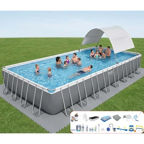 Bestway Gölgelikli Prefabrik Full Havuz Seti 956 cm x 488 x 132 cm BW580 56623