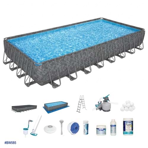 Bestway® APX 365™ 561KJ Dikdörtgen Prefabrik Havuz Seti 9,56 m x 4,88 m x 1,32 m BW585