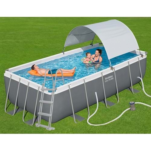 Bestway Gölgelikli Prefabrik Dikdörtgen Havuz Seti 404 cm x 201 cm x 100 cm 56441 BW593
