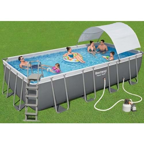 Bestway Steel Pro MAX Gölgelikli Prefabrik Yer Üstü Havuz Seti 549 cm x 274 cm x 122 cm 56466 BW596