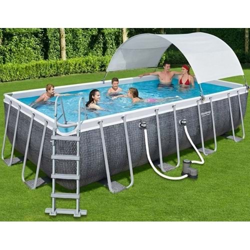 Bestway Power Steel Gölgelikli Prefabrik Yer Üstü Havuz Seti 549 Cm x 274 cm x 122 cm BW597