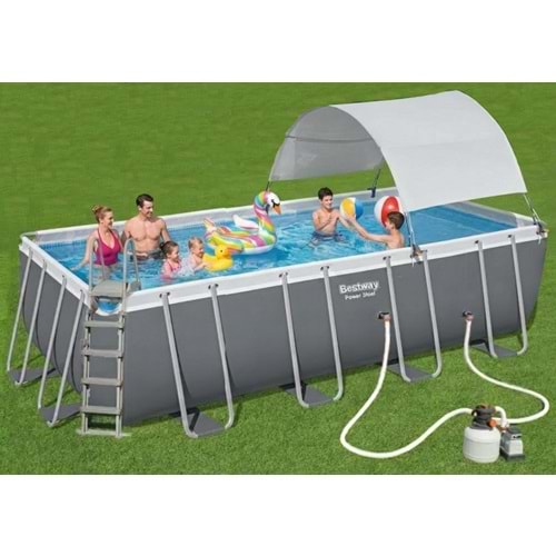 Bestway Power Steel Gölgelikli Prefabrik Yer Üstü Havuz Seti 549 cm x 274 cm x 132 cm 5619Q BW598