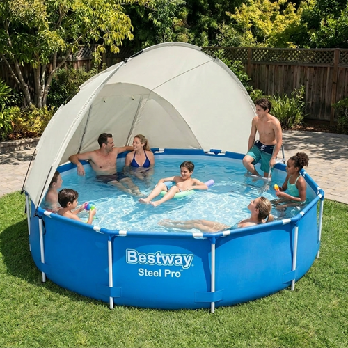 Bestway® Steel Pro Yer Üstü Gölgelikli Prefabrik Çember Havuz 305cm x 76cm 56677 BW602
