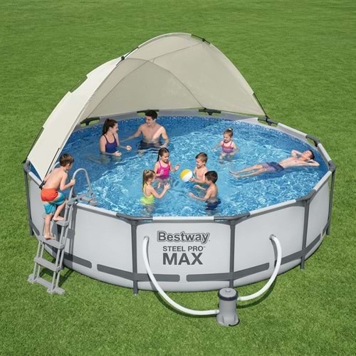 Bestway Steel Pro MAX Yer Üstü Gölgelikli Prefabrik Havuz Seti 366cm x 76cm 56416 BW607
