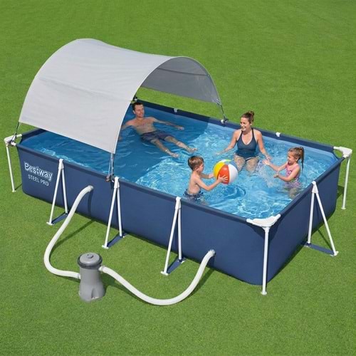 Bestway Steel Pro Prefabrik Yer Üstü Dikdörtgen Havuz 4,00 m x 2,11 m x 81 cm 56405 BW624