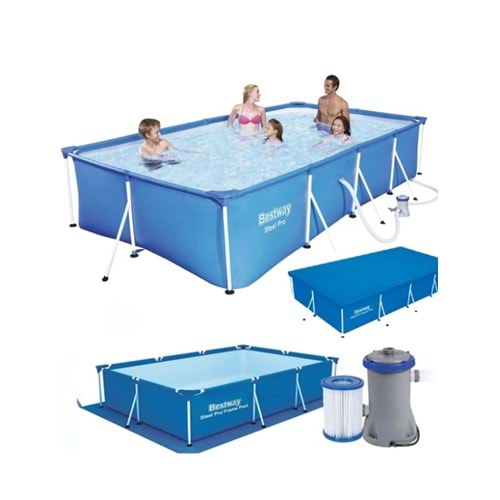 Bestway 56424 Prefabrik Havuz 400x211x81cm 220v Filtre Alt Üst Örtü Set JTRD56424-2